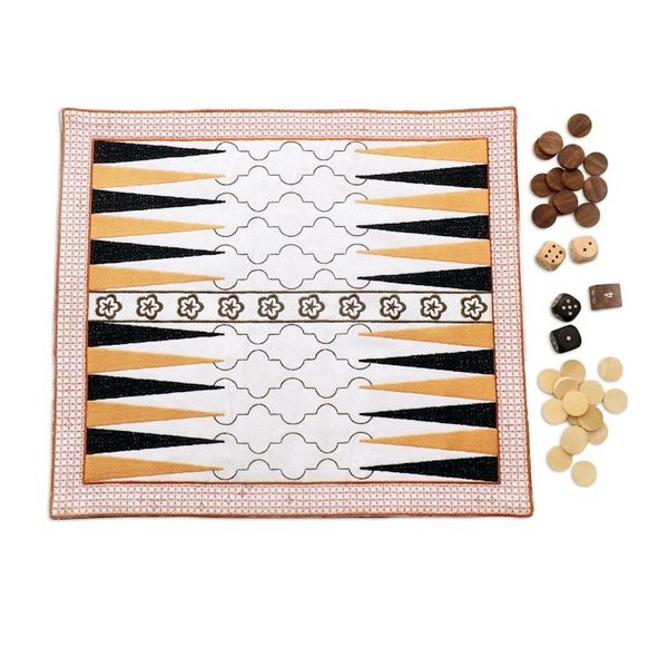 Alternate image for Embroidered Canvas Backgammon Set Ganga Star in Olive