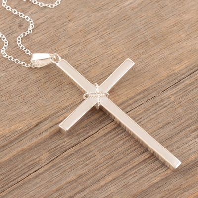 Alternate image for Sterling Silver Cross Pendant Necklace from India Luminous Peace