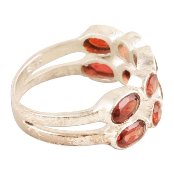 Alternate image for Sterling Silver Domed Ring with Multiple Garnet Stones Loving Glances