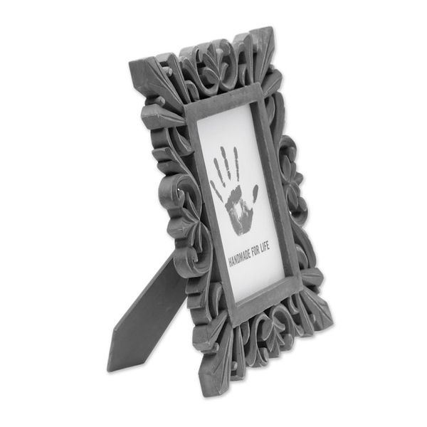 Alternate image for Dark Grey Distressed Hand Carved Mango Wood Photo Frame 5x7 Treasured Memories