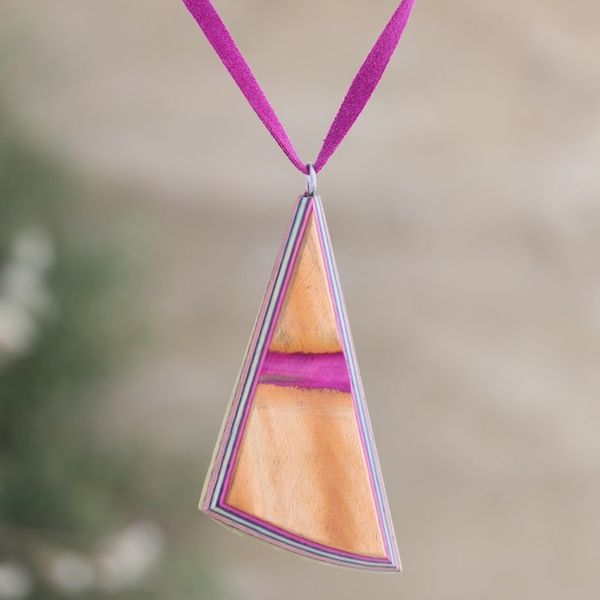 Alternate image for Wood and Leather Necklace Handcrafted Modern Jewelry  Modernity
