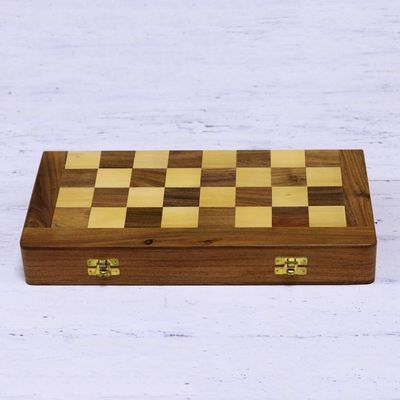 Alternate image for Floral Wood Chess Set with Playing Pieces and Storage Sunday Pastime