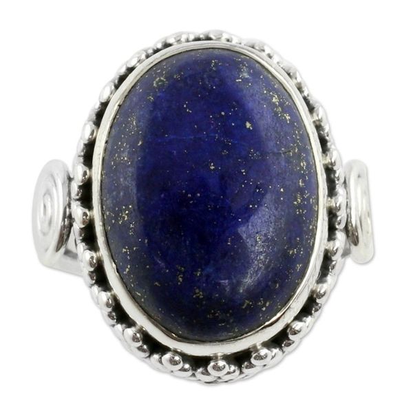 Alternate image for Handcrafted Sterling Silver and Lapis Lazuli Cocktail Ring Majestic Blue