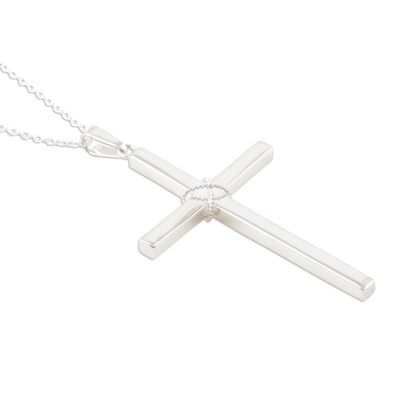 Alternate image for Sterling Silver Cross Pendant Necklace from India Luminous Peace