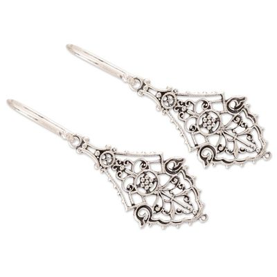 Alternate image for Openwork Sterling Silver Dangle Earrings Crafted in India Garden Gateway