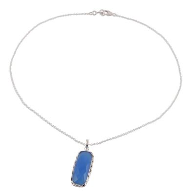 Alternate image for Blue Chalcedony and Sterling Silver Pendant Necklace Sea of Blue