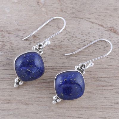 Alternate image for Lapis Lazuli Dangle Earrings from India Gleaming Grandeur