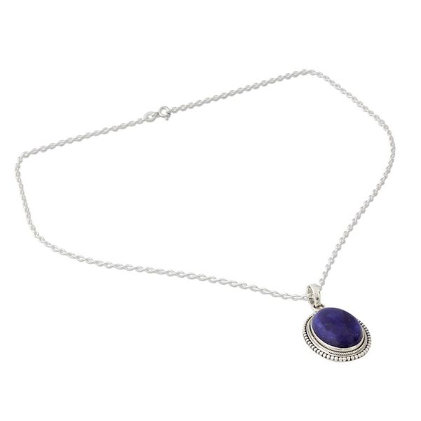 Alternate image for Lapis Lazuli Pendant on Artisan Crafted 925 Silver Necklace True Clarity
