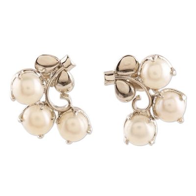 Alternate image for Rhodium-Plated Sterling Silver Cultured Pearl Drop Earrings Sea Trio