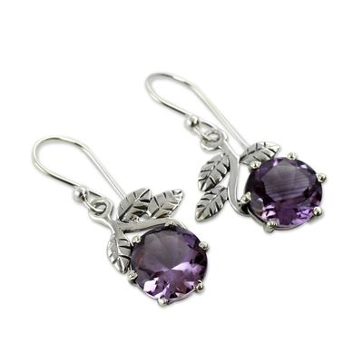 Alternate image for Artisan Crafted Sterling Silver Amethyst Floral Earrings Forbidden Fruit