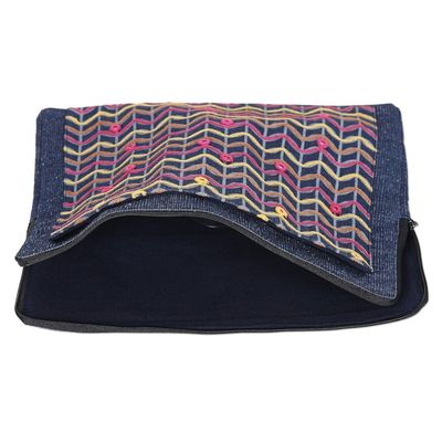 Alternate image for Cotton Tablet Sleeve in Navy and with Embroidered Details Navy Winds