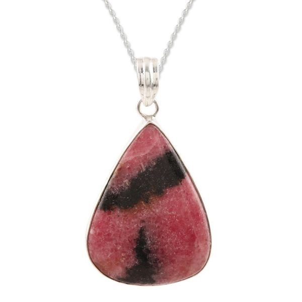 Alternate image for Natural Rhodonite Pendant Necklace from India Calming Earth