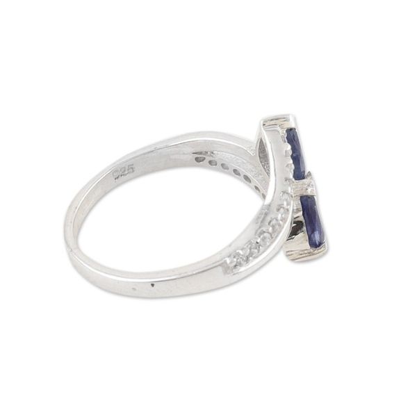 Alternate image for Cubic Zirconia Cocktail Ring with Faceted Sapphire Jewels Wise Splendor