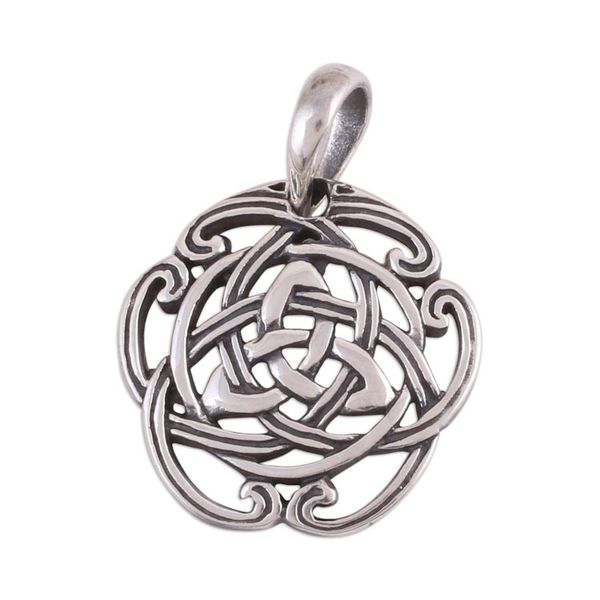 Alternate image for Celtic Knot Sterling Silver Pendant from India Artisan Celtic Reverie