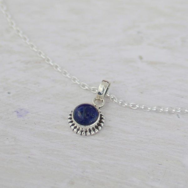 Alternate image for Lapiz Lazuli and Sterling Silver Pendant Necklace from India Blue Globe