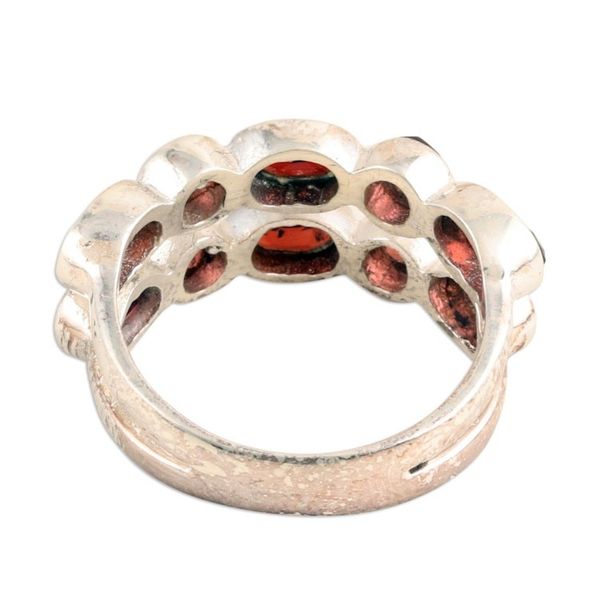 Alternate image for Sterling Silver Domed Ring with Multiple Garnet Stones Loving Glances