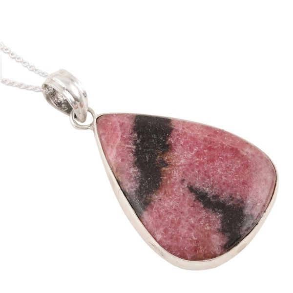 Alternate image for Natural Rhodonite Pendant Necklace from India Calming Earth
