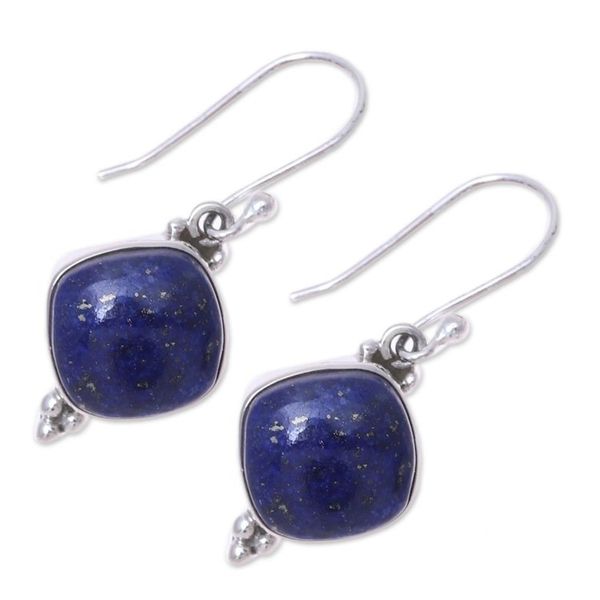 Alternate image for Lapis Lazuli Dangle Earrings from India Gleaming Grandeur