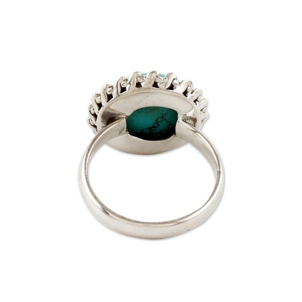 Alternate image for Sterling Silver Cocktail Ring with Reconstituted Turquoise Sea Bloom