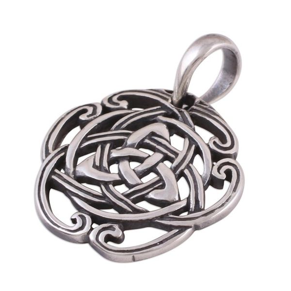 Alternate image for Celtic Knot Sterling Silver Pendant from India Artisan Celtic Reverie