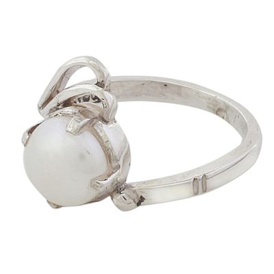 Alternate image for Artisan Crafted Cultured Pearl Single Stone Ring from India Lyrical Bliss