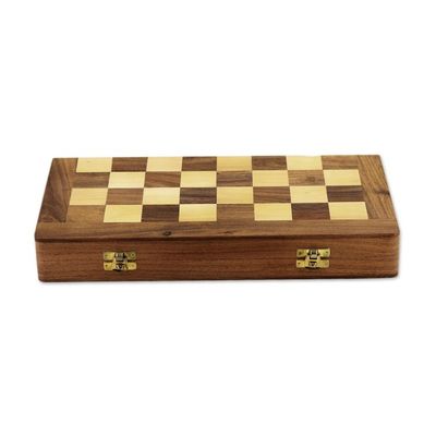 Alternate image for Floral Wood Chess Set with Playing Pieces and Storage Sunday Pastime