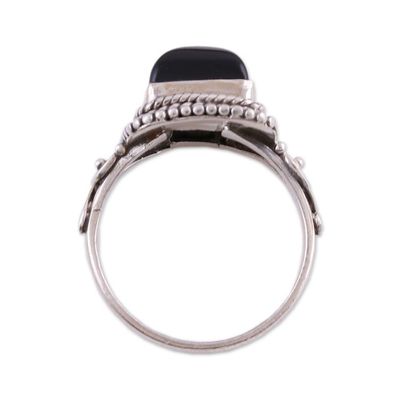 Alternate image for Bezel Set Onyx and Sterling Silver Cocktail Ring Block Party