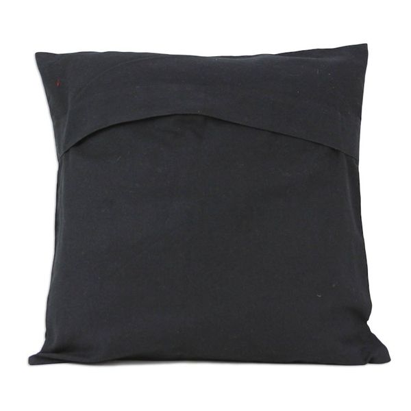 Alternate image for 2 Indian Aari Embroidered Black Cotton Cushion Covers Birds in the Night