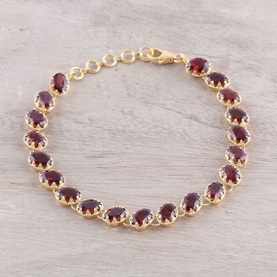 Alternate image for Gold Plated 20-Carat Garnet Tennis-Style Bracelet from India Regal Garland
