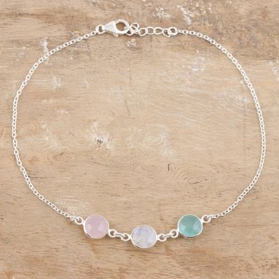 Alternate image for Chalcedony and Rose Quartz Anklet Underwater Trio
