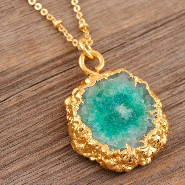 Alternate image for Gold-Plated Sterling Silver Blue Quartz Pendant Necklace Blue Illusion