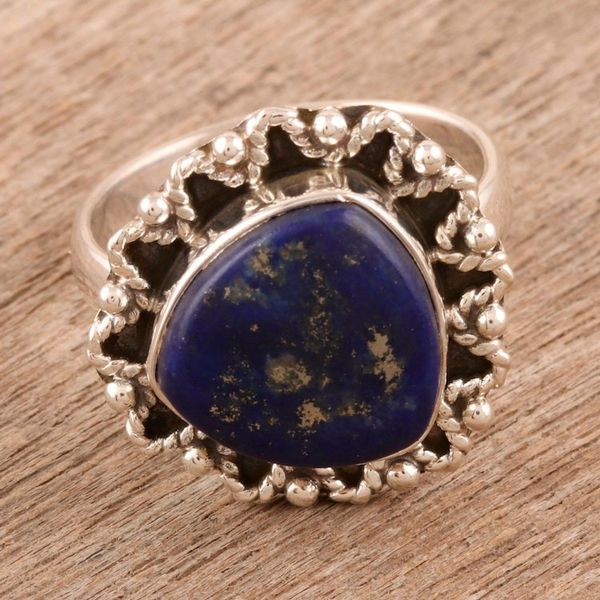 Alternate image for Artisan Designed Lapis Lazuli Cocktail Ring Blue Tranquility