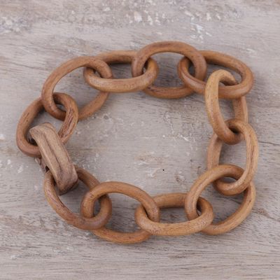 Alternate image for Handcrafted Modern Teak Wood Link Bracelet from India Modern Connections