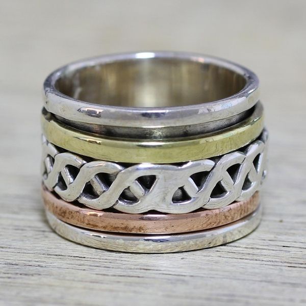 Alternate image for Sterling Silver Copper and Brass Spinner Ring from India Spinning Braid