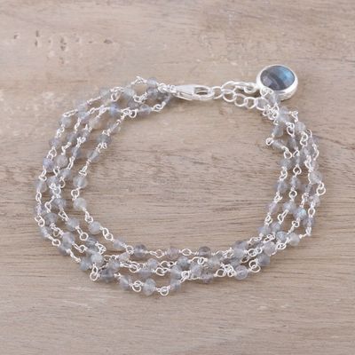 Alternate image for Natural Labradorite Link Bracelet from India Aurora Sparkle