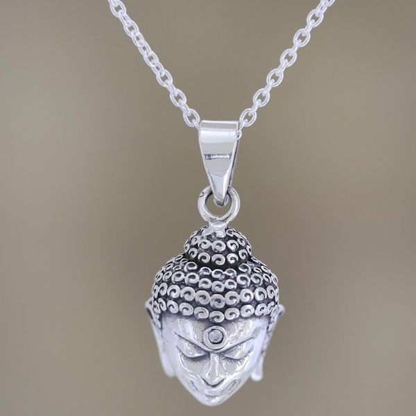 Alternate image for Hand Crafted Sterling Silver and Buddha Pendant Necklace Little Buddha