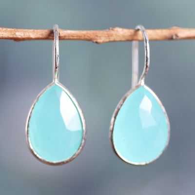 Alternate image for 12-Carat Drop-Shaped Chalcedony Dangle Earrings Compassionate Grace