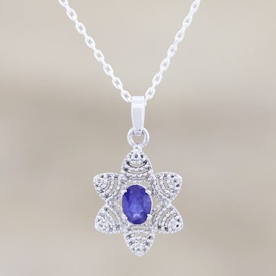 Alternate image for One Carat Blue Sapphire Necklace Flower of Delhi