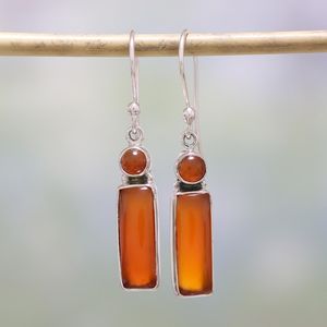 Image for Carnelian and Sterling Silver Dangle Earrings from India 'Radiant Allure'