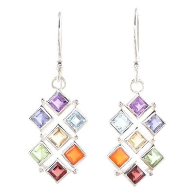 Alternate image for Multi-Gemstone Chakra Dangle Earrings from India Wellness