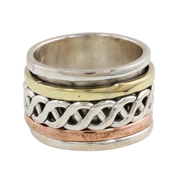 Alternate image for Sterling Silver Copper and Brass Spinner Ring from India Spinning Braid