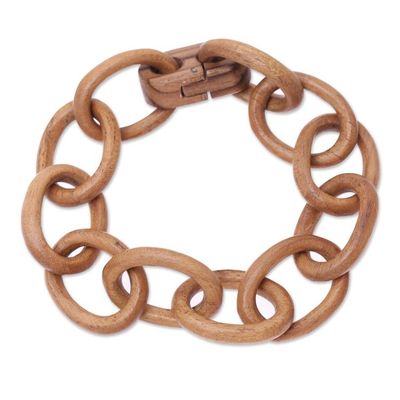 Alternate image for Handcrafted Modern Teak Wood Link Bracelet from India Modern Connections