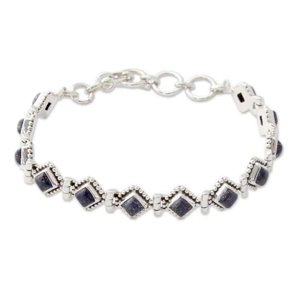 Alternate image for India Lapis Lazuli and Sterling Silver Tennis Bracelet Deep Blue Diamonds