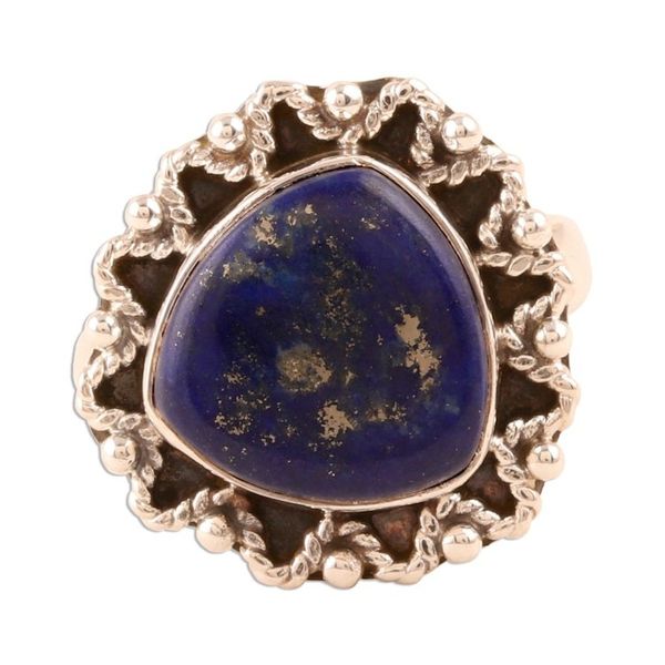 Alternate image for Artisan Designed Lapis Lazuli Cocktail Ring Blue Tranquility