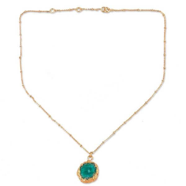 Alternate image for Gold-Plated Sterling Silver Blue Quartz Pendant Necklace Blue Illusion
