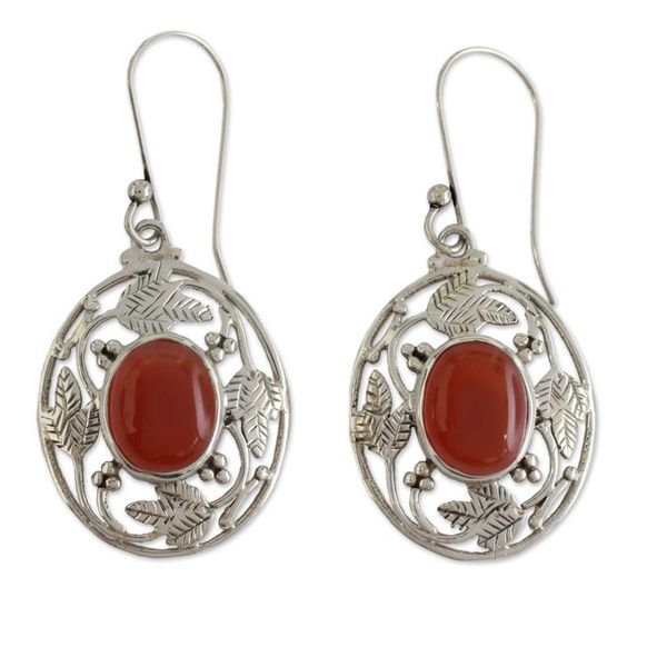Alternate image for Fair Trade Sterling Silver Carnelian Earrings Fiery Avatar