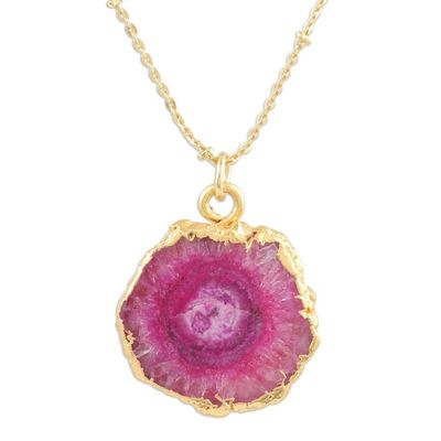 Alternate image for Gold-Plated Pink Solar Quartz Pendant Necklace Mystic Power