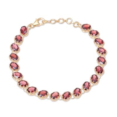 Alternate image for Gold Plated 20-Carat Garnet Tennis-Style Bracelet from India Regal Garland