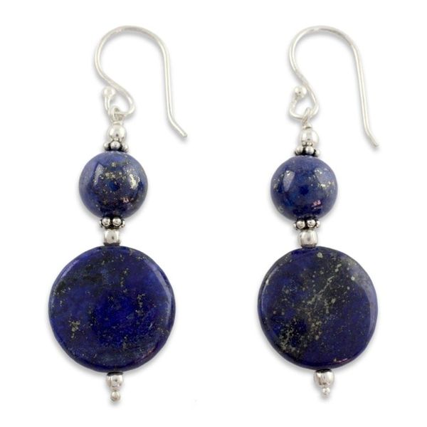 Alternate image for Lapis Lazuli Dangle Earrings from India Bihar Moons
