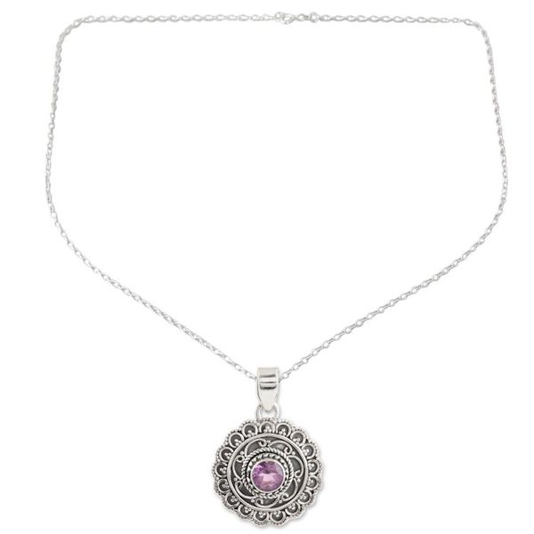 Alternate image for Sterling Silver Amethyst Medallion Pendant Necklace Your Majesty